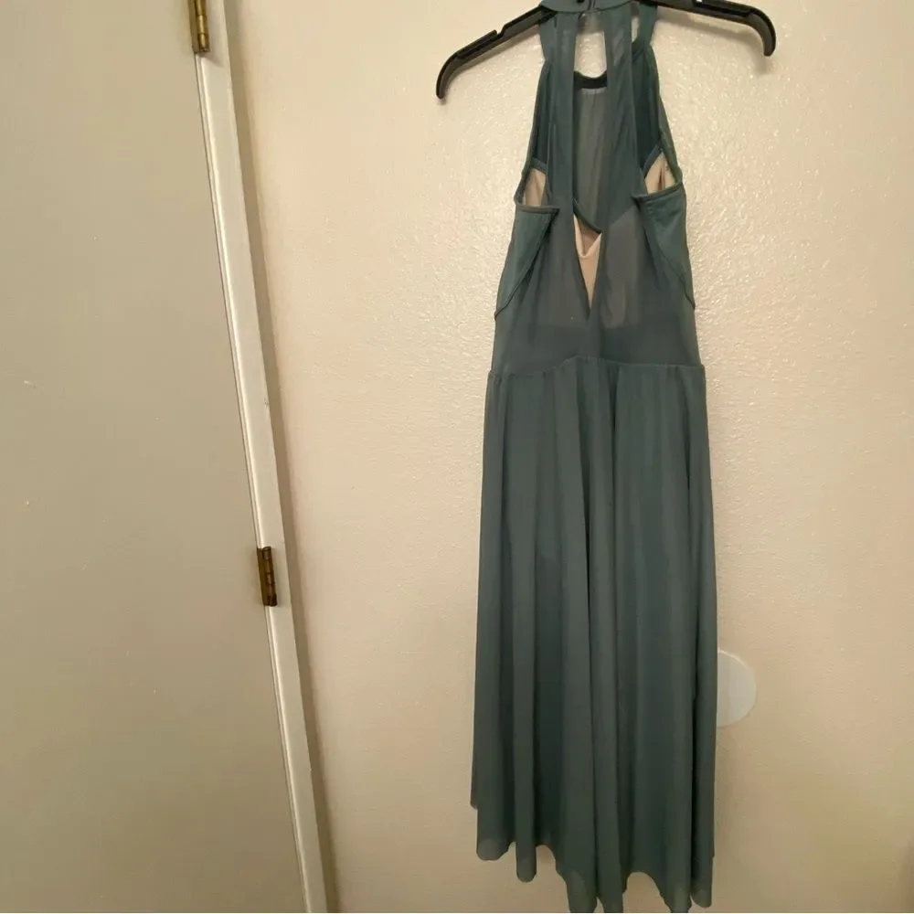 Balera Weissman Dance Costume High Neck Halter Dress Maxi sage green D11656 MA